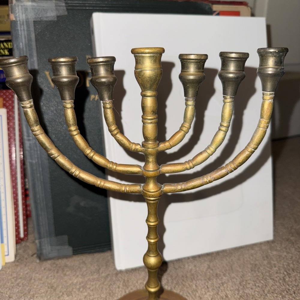 Vintage Brass Menorah 11.5" tall, heavy brass - Picture 6 of 11